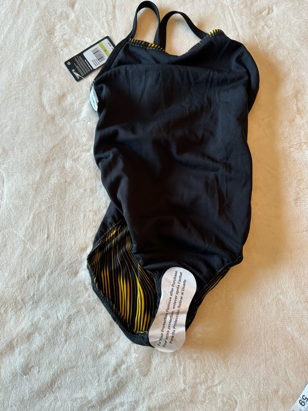 NWT Speedo Endurance+ Women's One-Piece Swimsuit - Black & Yellow Size 30 - Picture 8 of 10